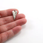 Sterling Silver Thick Sturdy Elongated Heart Charm in Dainty Love