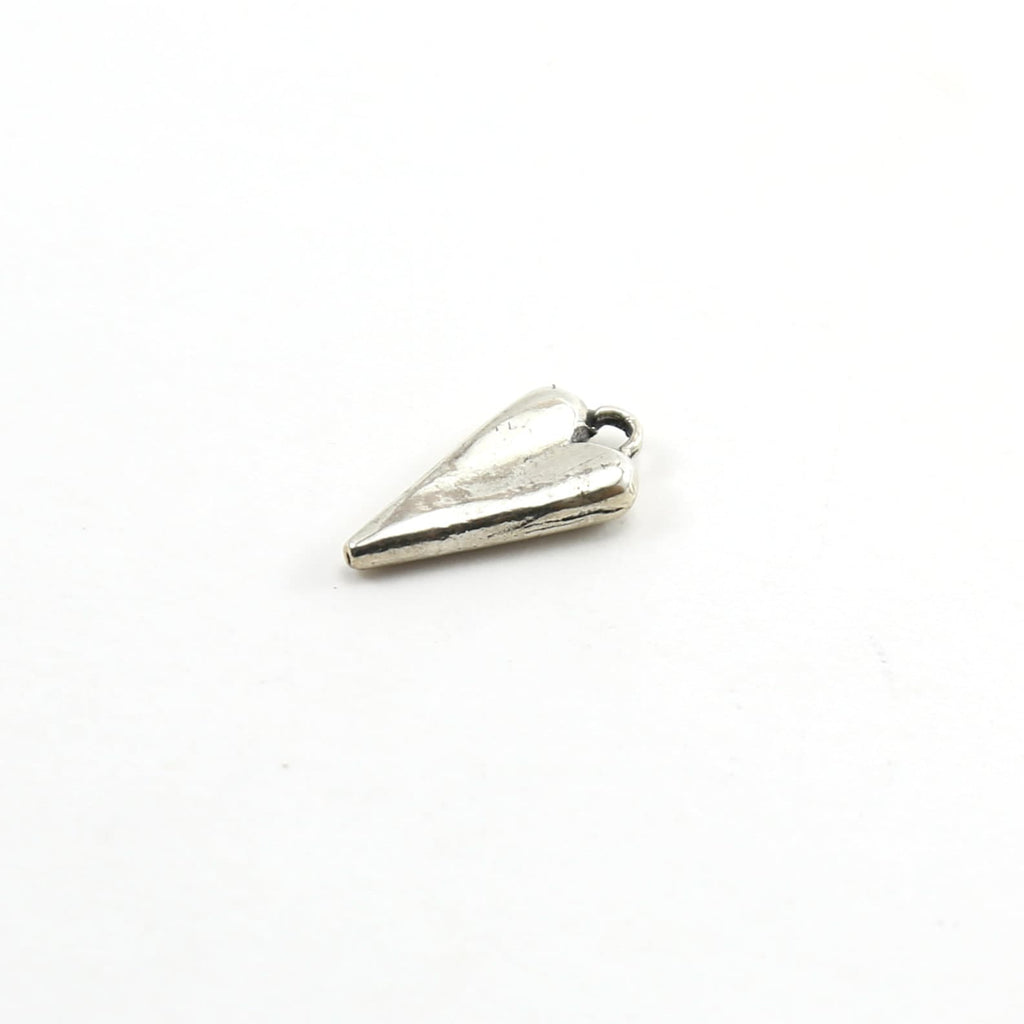 Sterling Silver Thick Sturdy Elongated Heart Charm in Dainty Love
