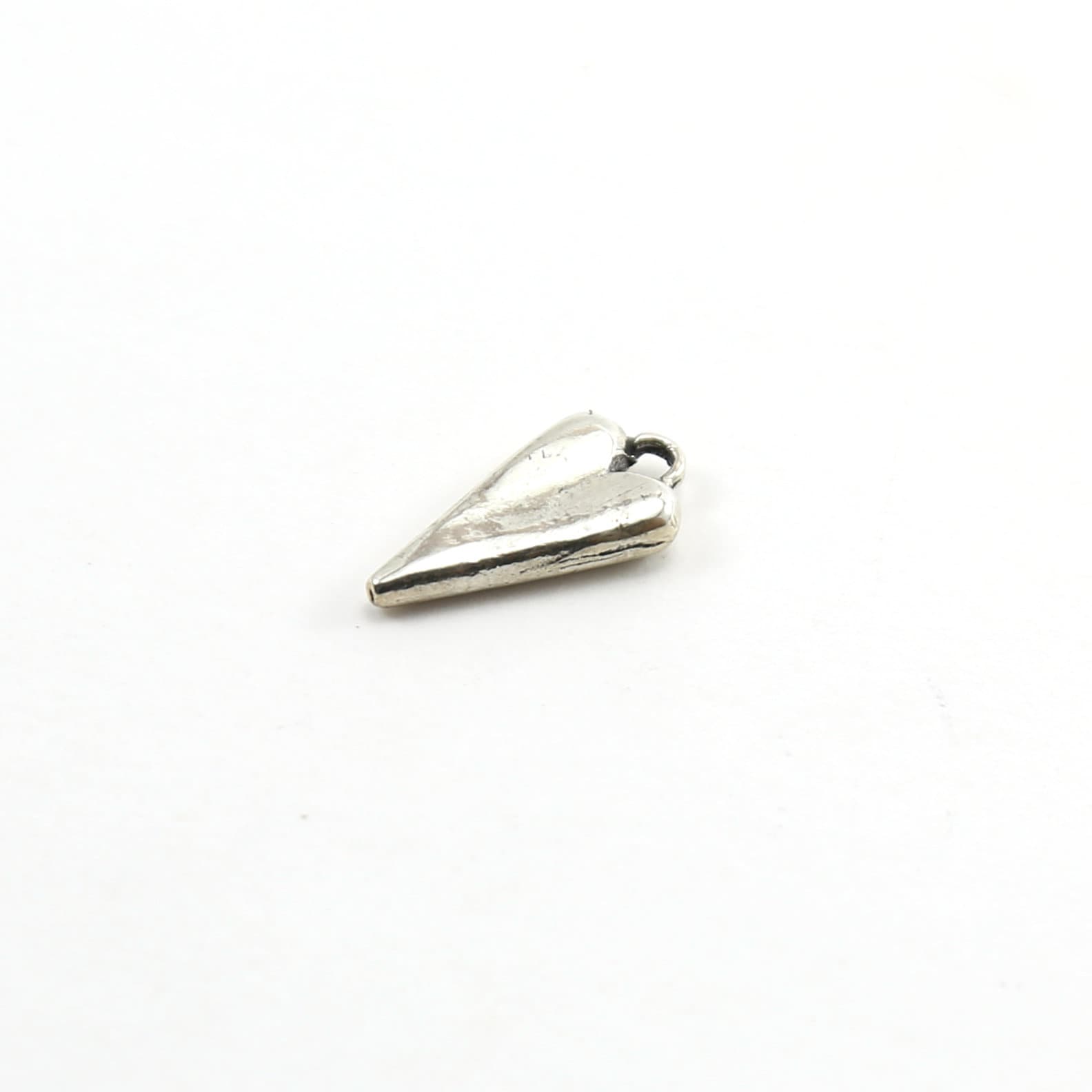 Sterling Silver Thick Sturdy Elongated Heart Charm in Dainty Love