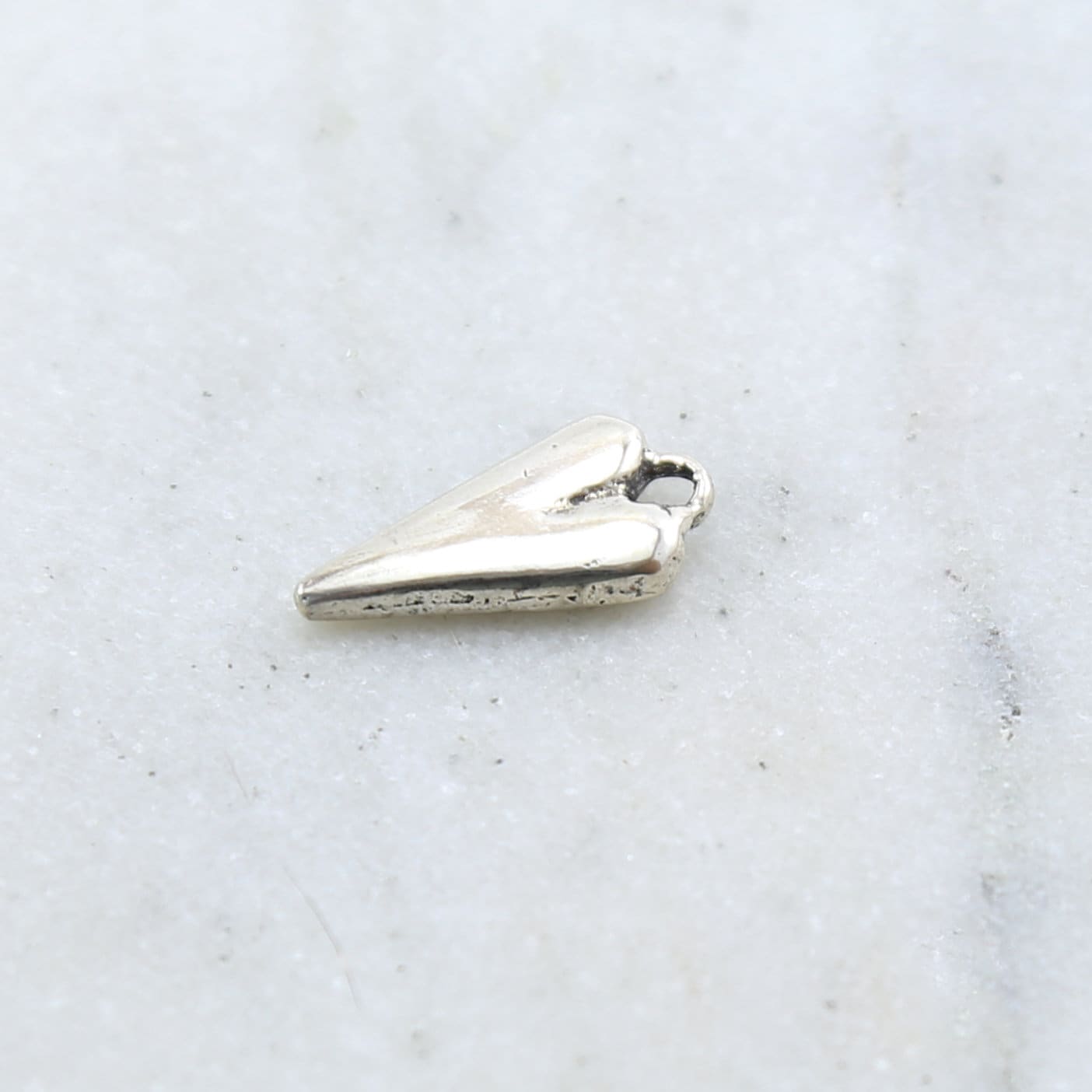 Sterling Silver Thick Sturdy Elongated Heart Charm in Dainty Love