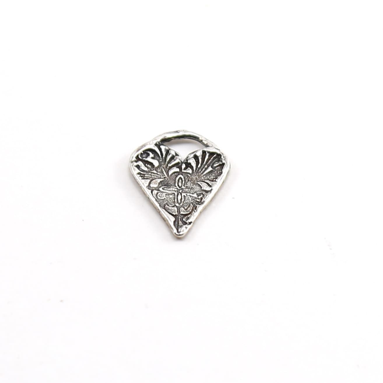 Sterling Silver Lace Imprint Heart Charm Love Sisters Mother Daughter