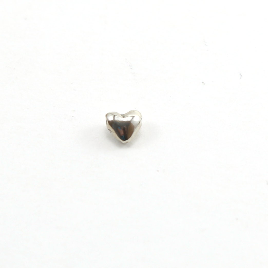 Sterling Silver Teeny Tiny Puffy Heart Bead Charm Dainty Heart Love Bead