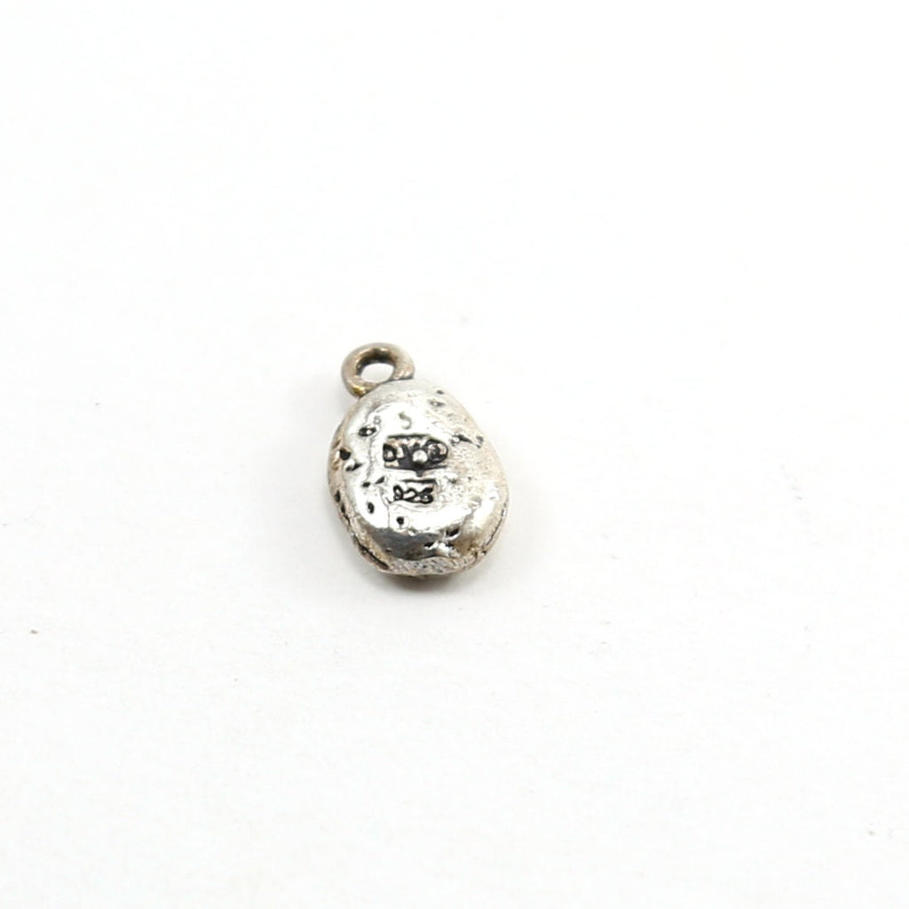 Sterling Silver Organic Shaped Thick Stamped Heart Oval Tag Charm