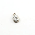 Sterling Silver Organic Shaped Thick Stamped Heart Oval Tag Charm