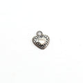 Sterling Silver Dainty Heart with Engraved Curly Sides Charm in Dainty