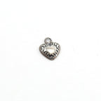 Sterling Silver Dainty Heart with Engraved Curly Sides Charm in Dainty