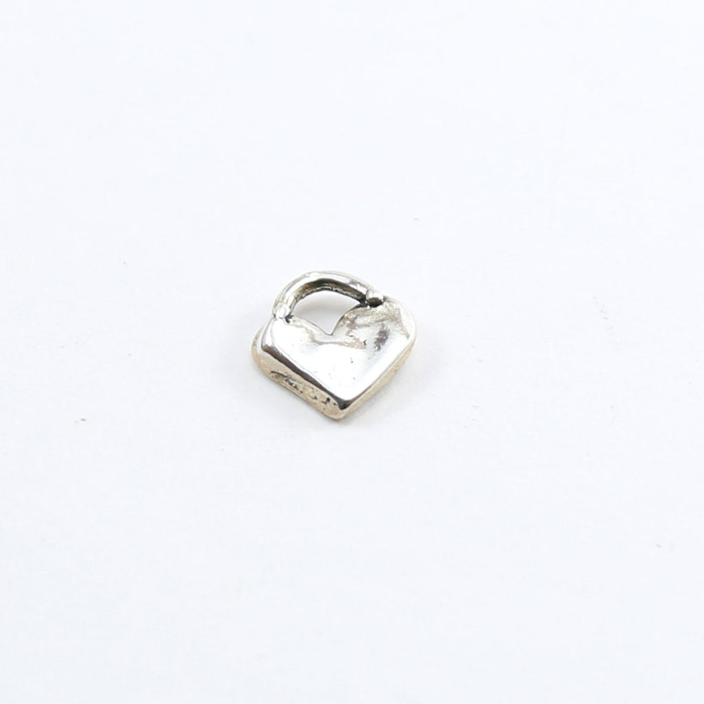 Sterling Silver Organic Natural Shaped Thick Heart with Loop Charm Love