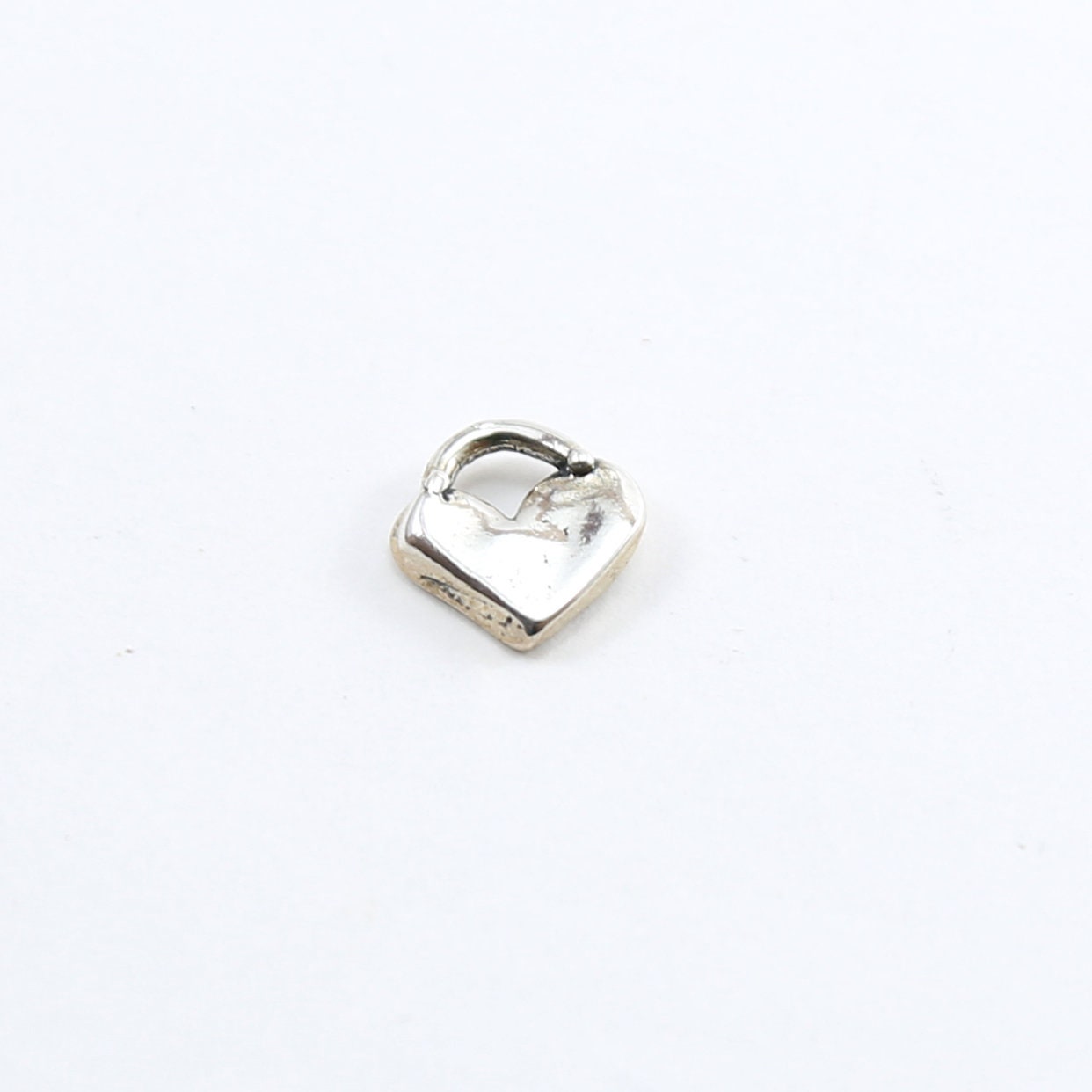 Sterling Silver Organic Natural Shaped Thick Heart with Loop Charm Love