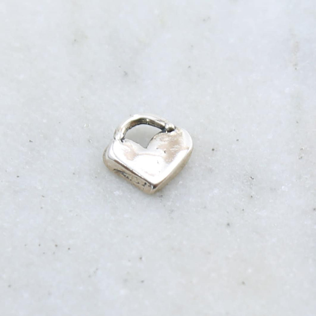 Sterling Silver Organic Natural Shaped Thick Heart with Loop Charm Love