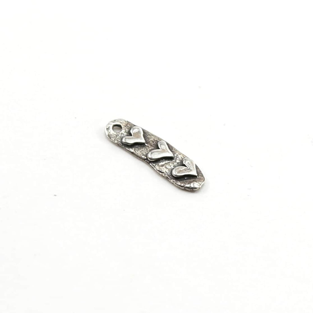 16mm X5mm Sterling Silver Delicate Three Heart Trio Stacked Bar Charm