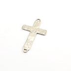 Sterling Silver Large Hammered Textured Horizontal Flat Cross Connector
