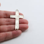 Sterling Silver Large Hammered Textured Horizontal Flat Cross Connector