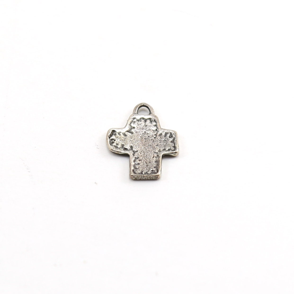 Sterling Silver or Vermeil or Whimsical Sewed Patch Texture Cross Charm