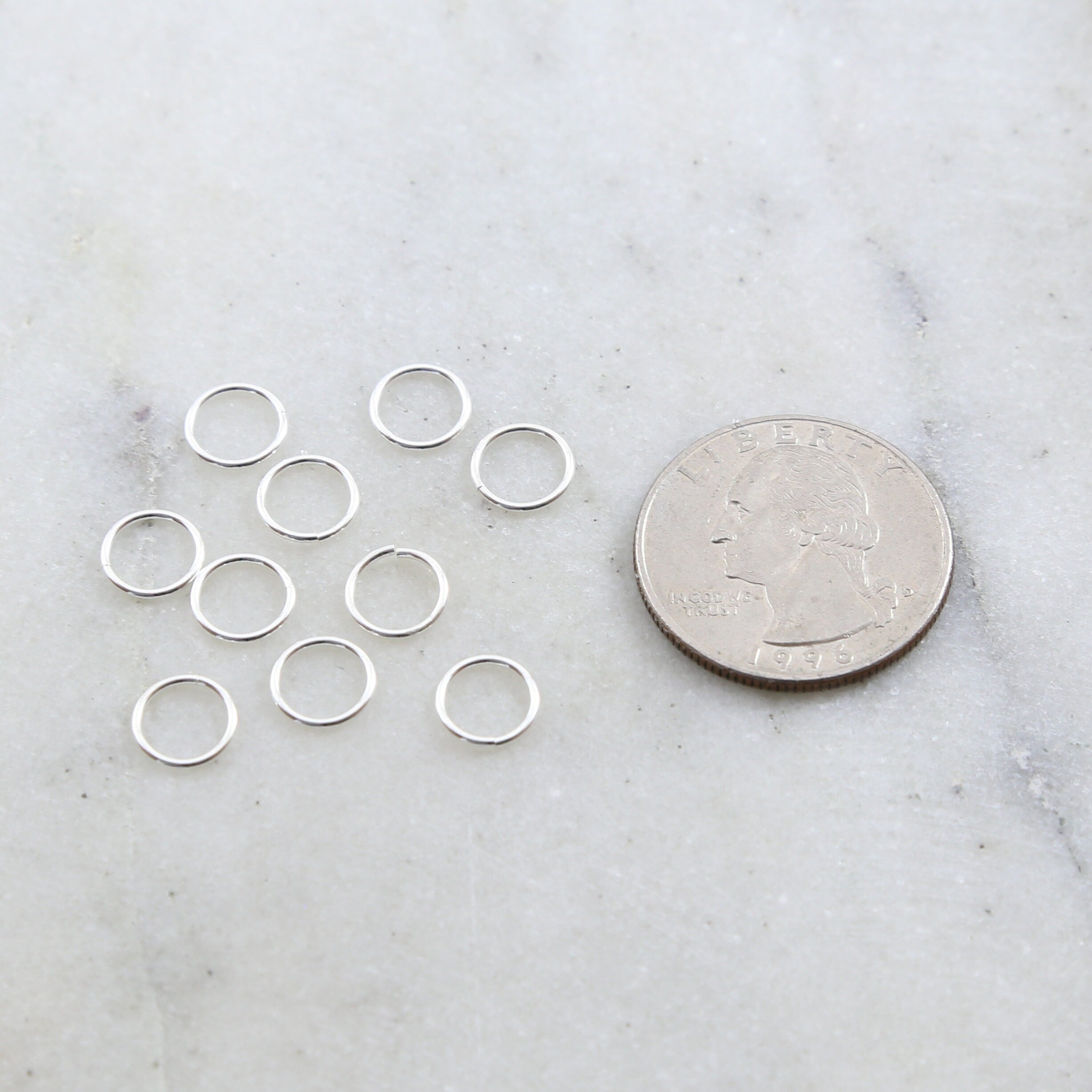 Sterling Silver 8mm 19 Gauge Open Jump Rings Charm Links Findings (10pc)