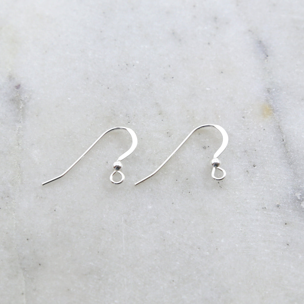 25mmx20mm Sterling Silver Long French Ear Wire with Ball Ear Wires (2pc)
