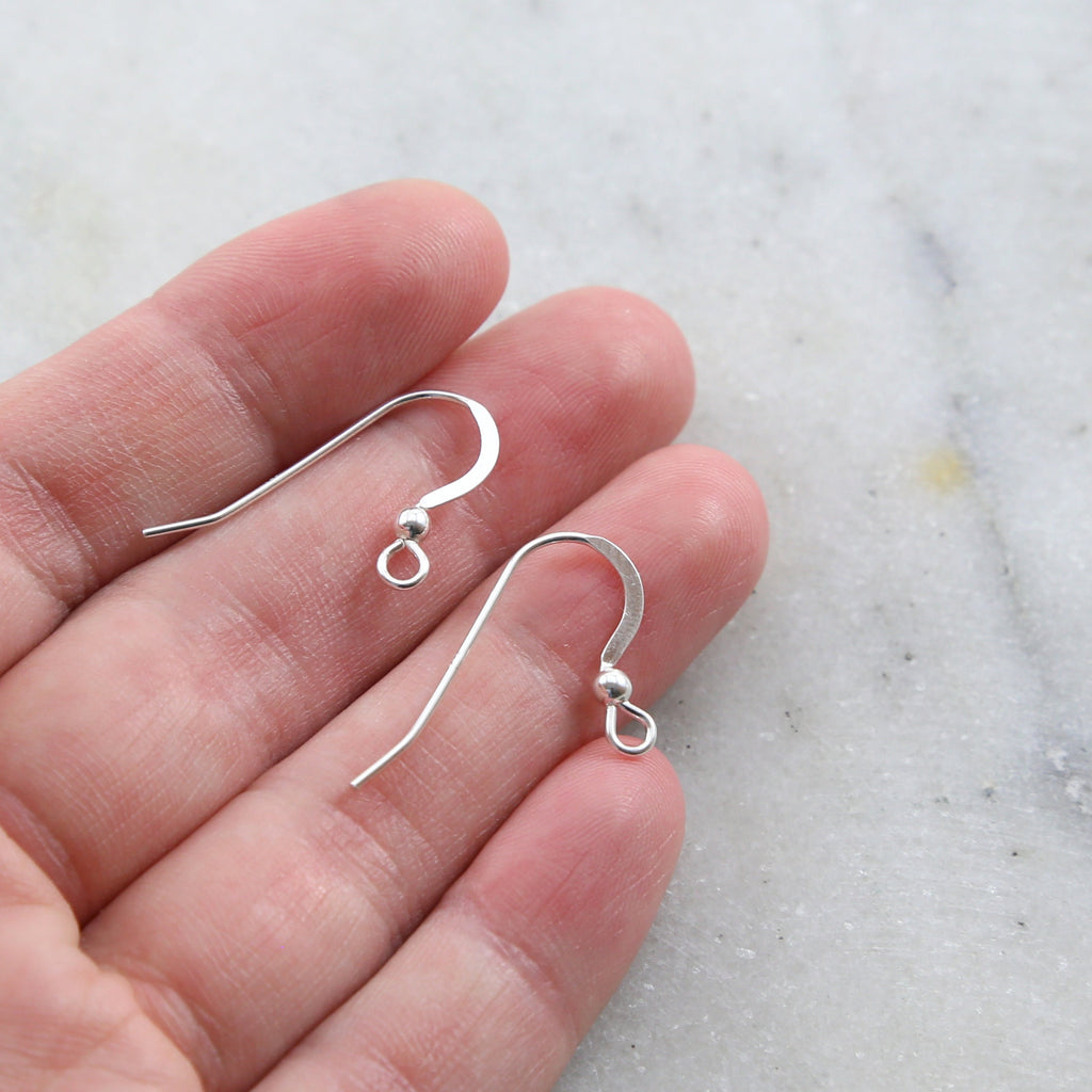 25mmx20mm Sterling Silver Long French Ear Wire with Ball Ear Wires (2pc)
