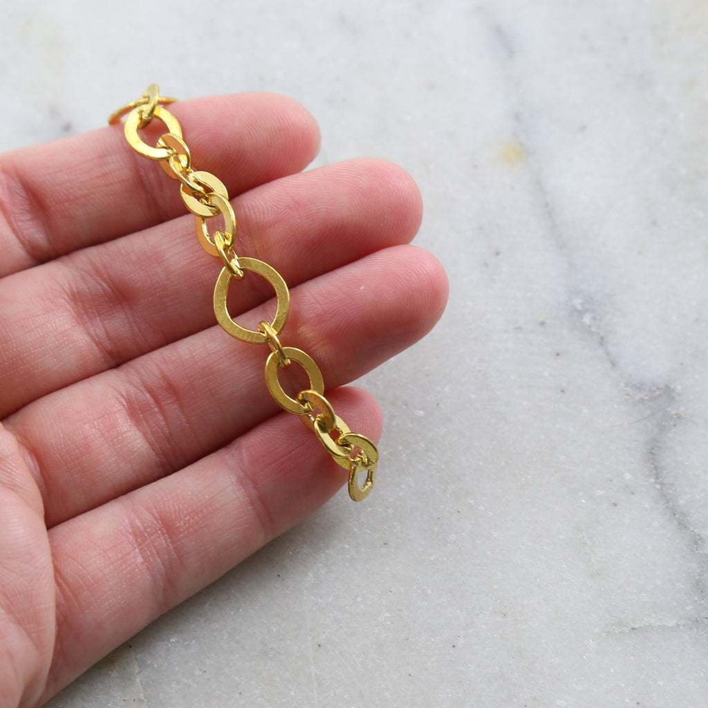 Brass Graduated Flat Oval Chain in 7 Finishes Nickel Lead – Sold by the Foot