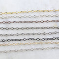4mmx2.6mm Brass Dainty Oval Crimped Chain in Shiny Silver – Sold by the Foot