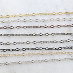 4mmx2.6mm Brass Dainty Oval Crimped Chain in Shiny Silver – Sold by the Foot