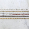 2mmx2mm Brass Dainty Minimal Twisted Chain in Shiny Silver – Sold by the Foot