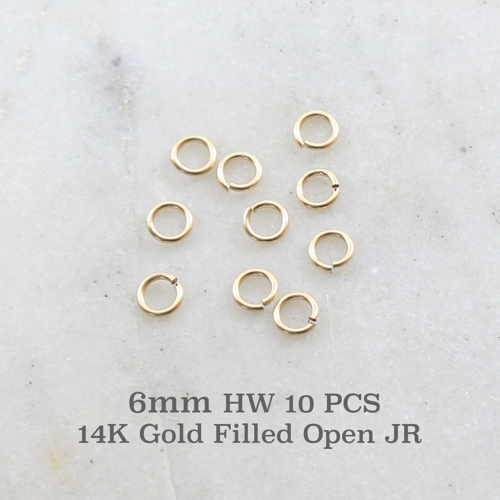 14K Gold Filled 6mm Heavy Weight 18 Gauge Open Jump Rings Charm Links (10pc)