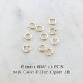 14K Gold Filled 6mm Heavy Weight 18 Gauge Open Jump Rings Charm Links (10pc)