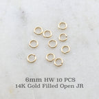14K Gold Filled 6mm Heavy Weight 18 Gauge Open Jump Rings Charm Links (10pc)