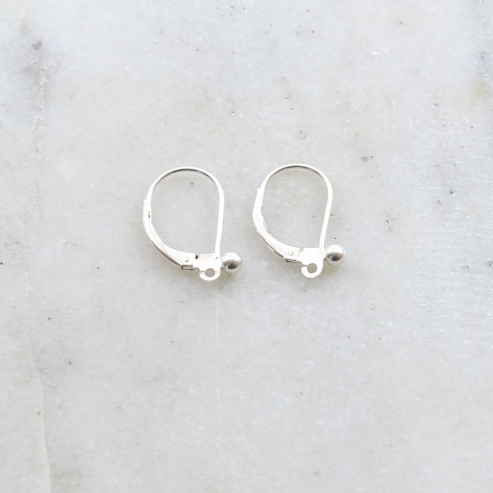 18mmx13mm Sterling Silver Ball Leverback Earring Hooks (2pc)
