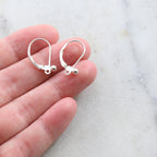 18mmx13mm Sterling Silver Ball Leverback Earring Hooks (2pc)