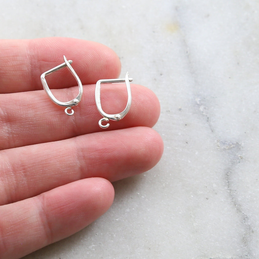 Sterling Silver Square Top Leverback Earring Hooks (2pc)