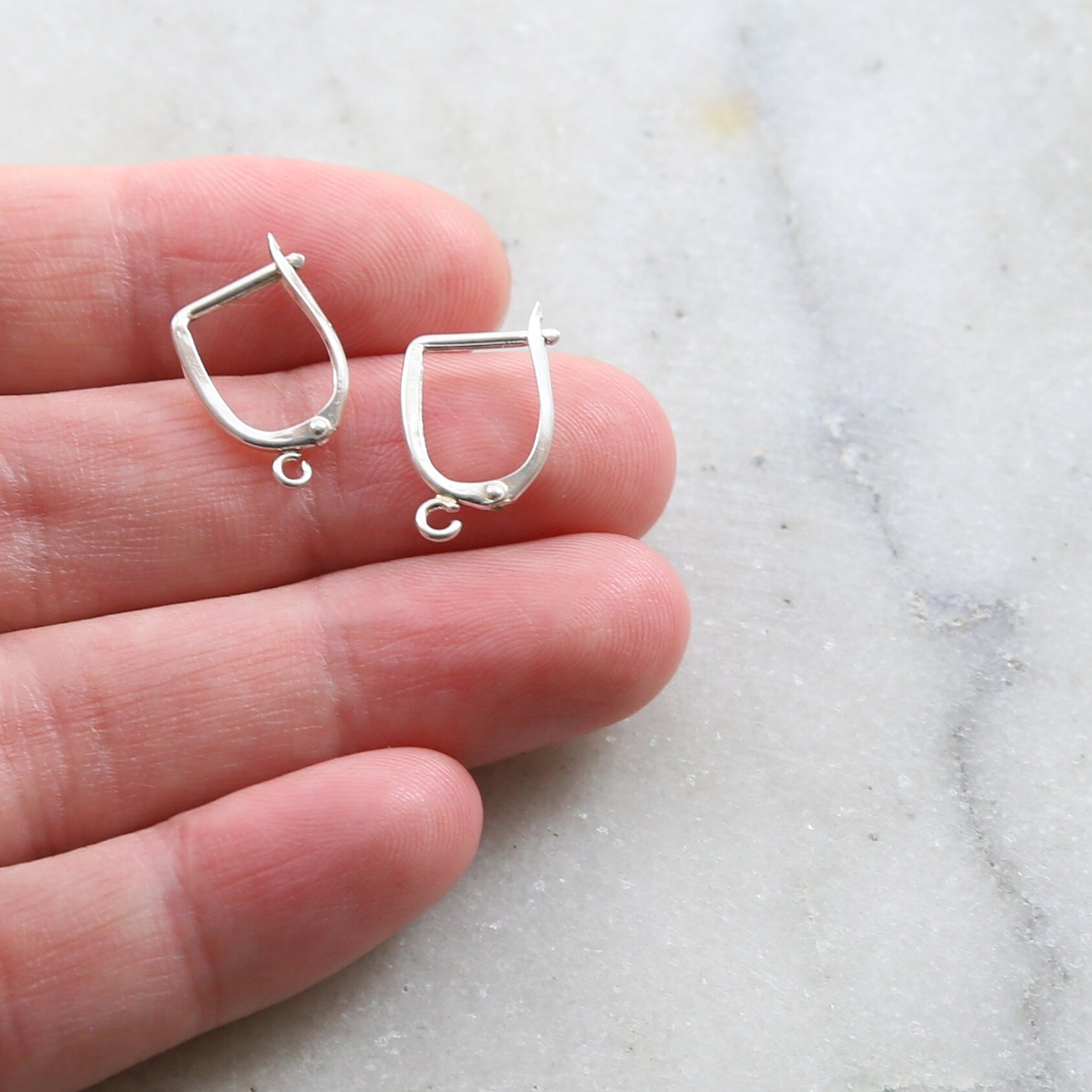 Sterling Silver Square Top Leverback Earring Hooks (2pc)
