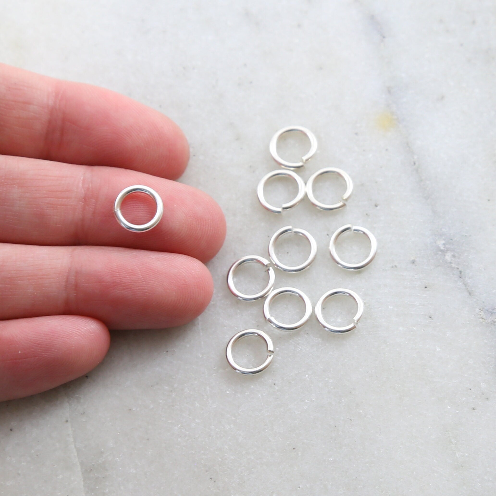 Sterling Silver 8mm Heavy Weight 18 Gauge Open Jump Rings Charm Links (10pc)