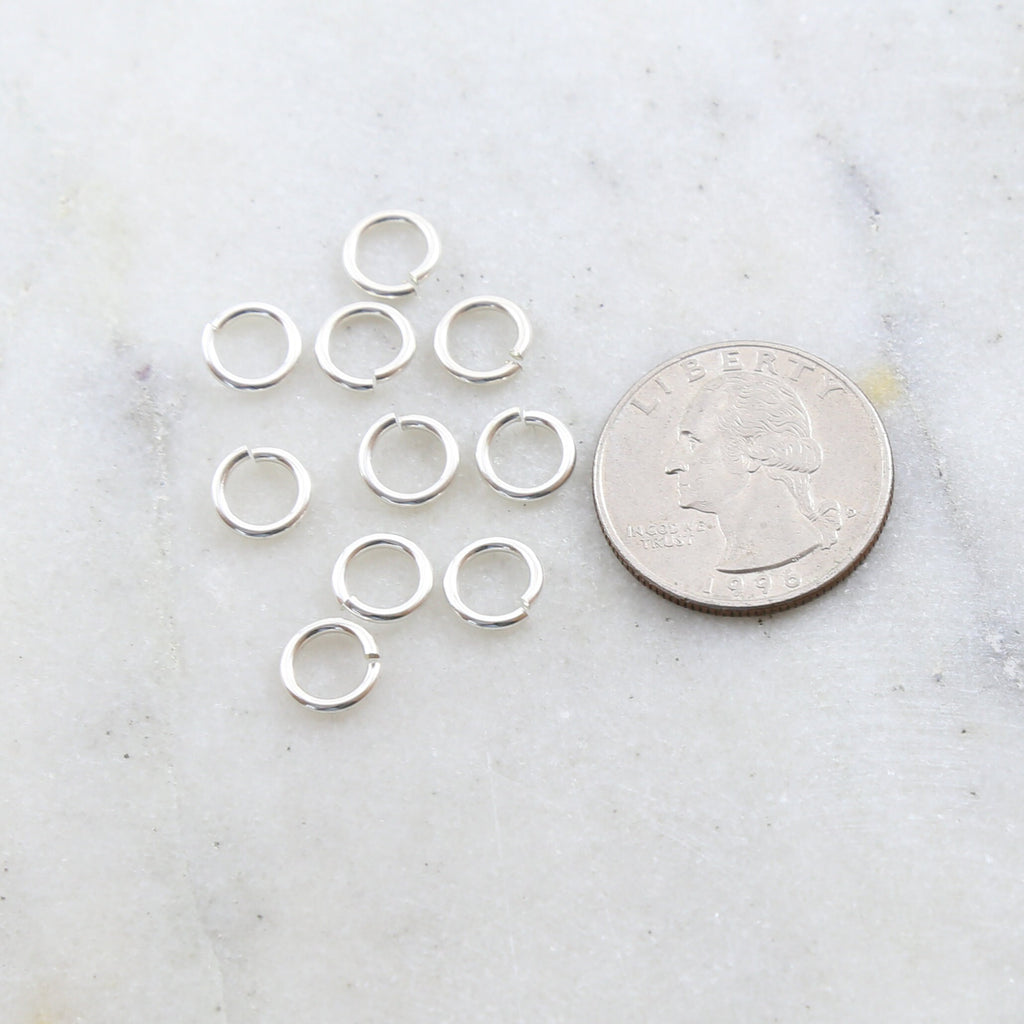 Sterling Silver 8mm Heavy Weight 18 Gauge Open Jump Rings Charm Links (10pc)