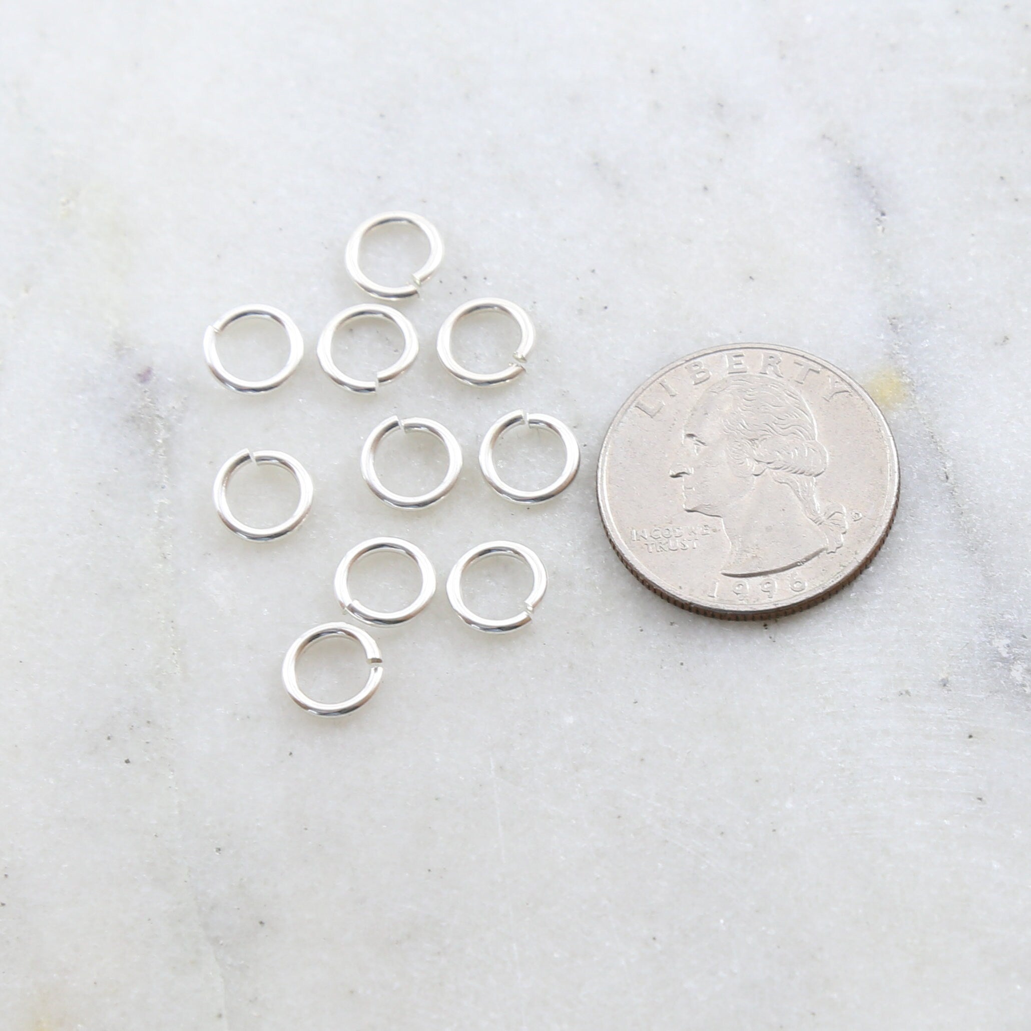 Sterling Silver 8mm Heavy Weight 18 Gauge Open Jump Rings Charm Links (10pc)