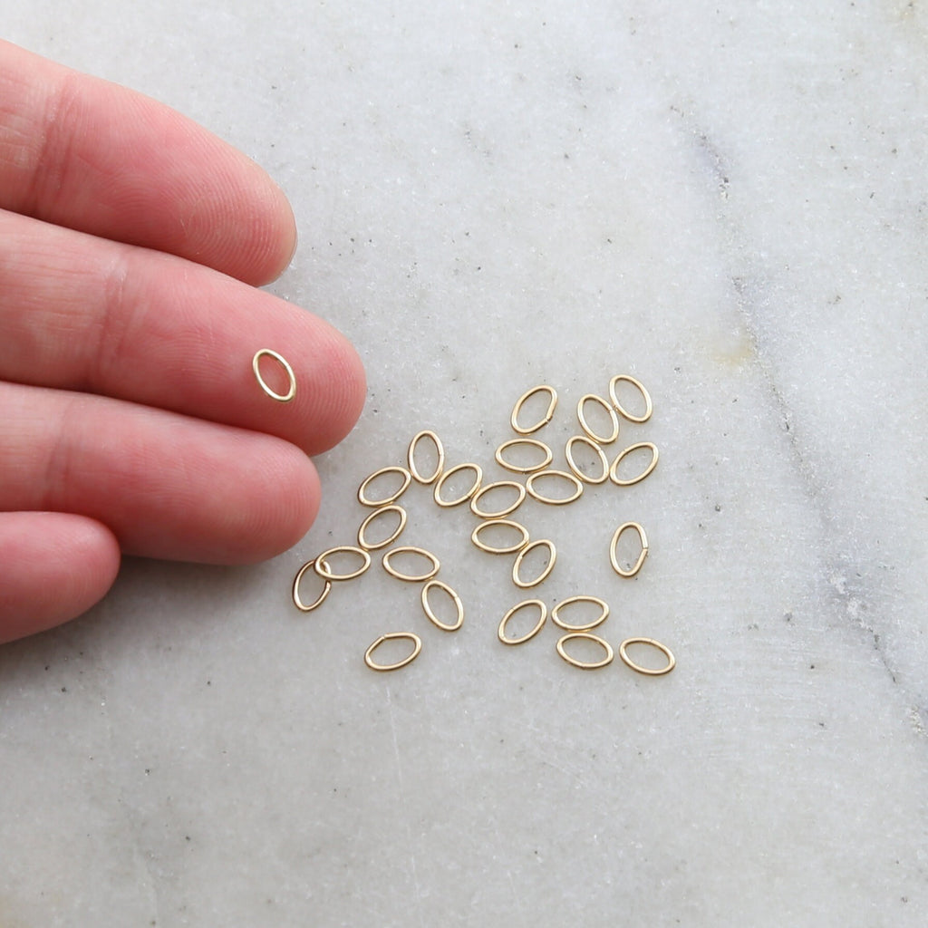 14K Gold Filled 3mm x 5mm Open Oval Jump Rings Charm Links Findings (25pc)