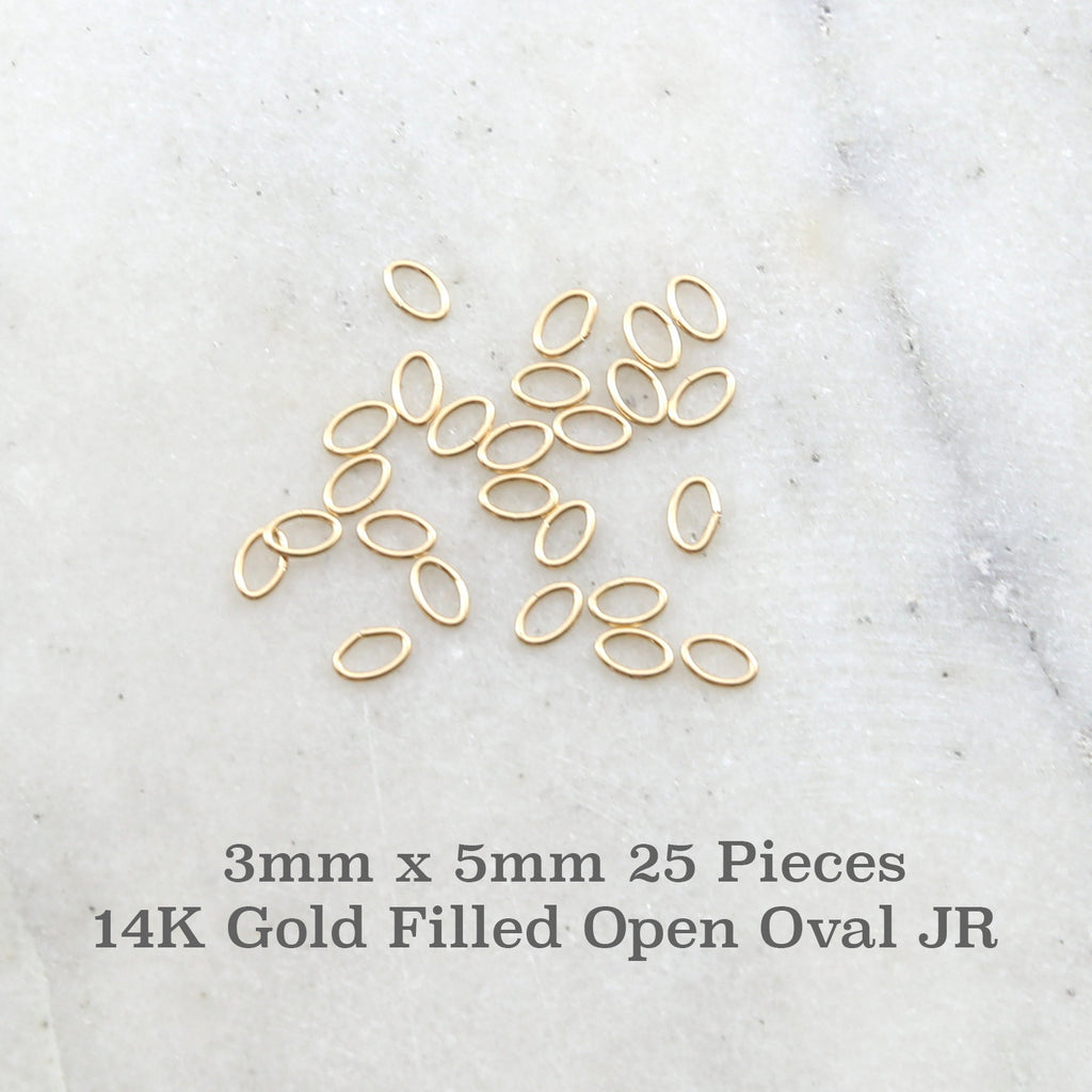 14K Gold Filled 3mm x 5mm Open Oval Jump Rings Charm Links Findings (25pc)