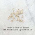 14K Gold Filled 3mm x 5mm Open Oval Jump Rings Charm Links Findings (25pc)