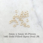 14K Gold Filled 3mm x 5mm Open Oval Jump Rings Charm Links Findings (25pc)