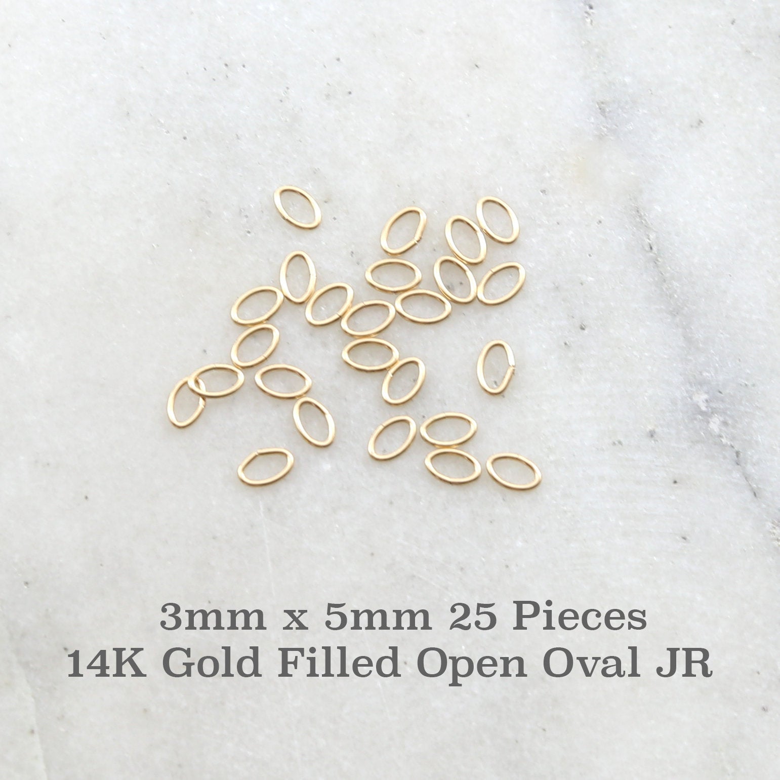 14K Gold Filled 3mm x 5mm Open Oval Jump Rings Charm Links Findings (25pc)
