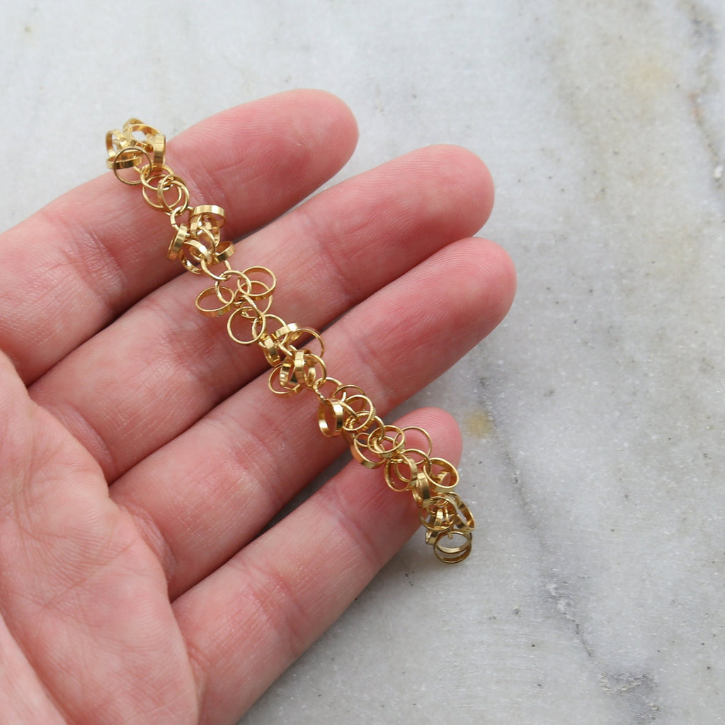 Brass Tiny Dangle Circle Chain in Antique Silver Antique – Sold by the Foot