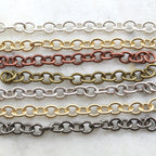 8mmx6mm Brass Thick Oval Extender Chain in Shiny Silver – Sold by the Foot