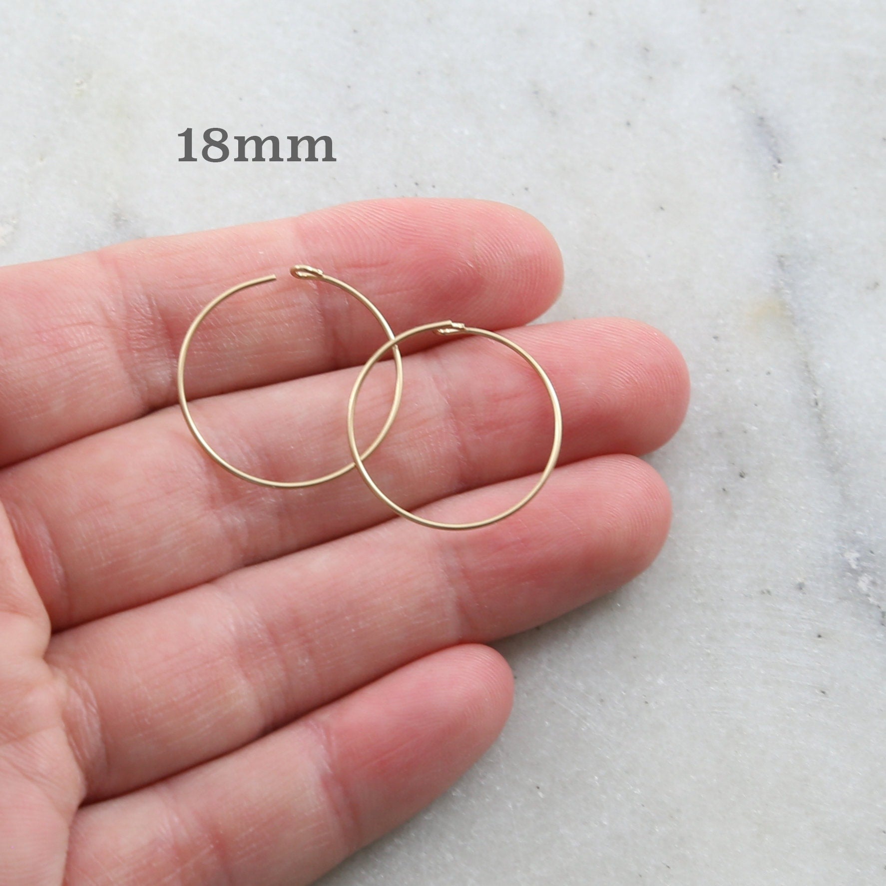 Sterling Silver or 14K Gold Filled Beading Hoop Earring Wire 40mm 25mm (2pc)