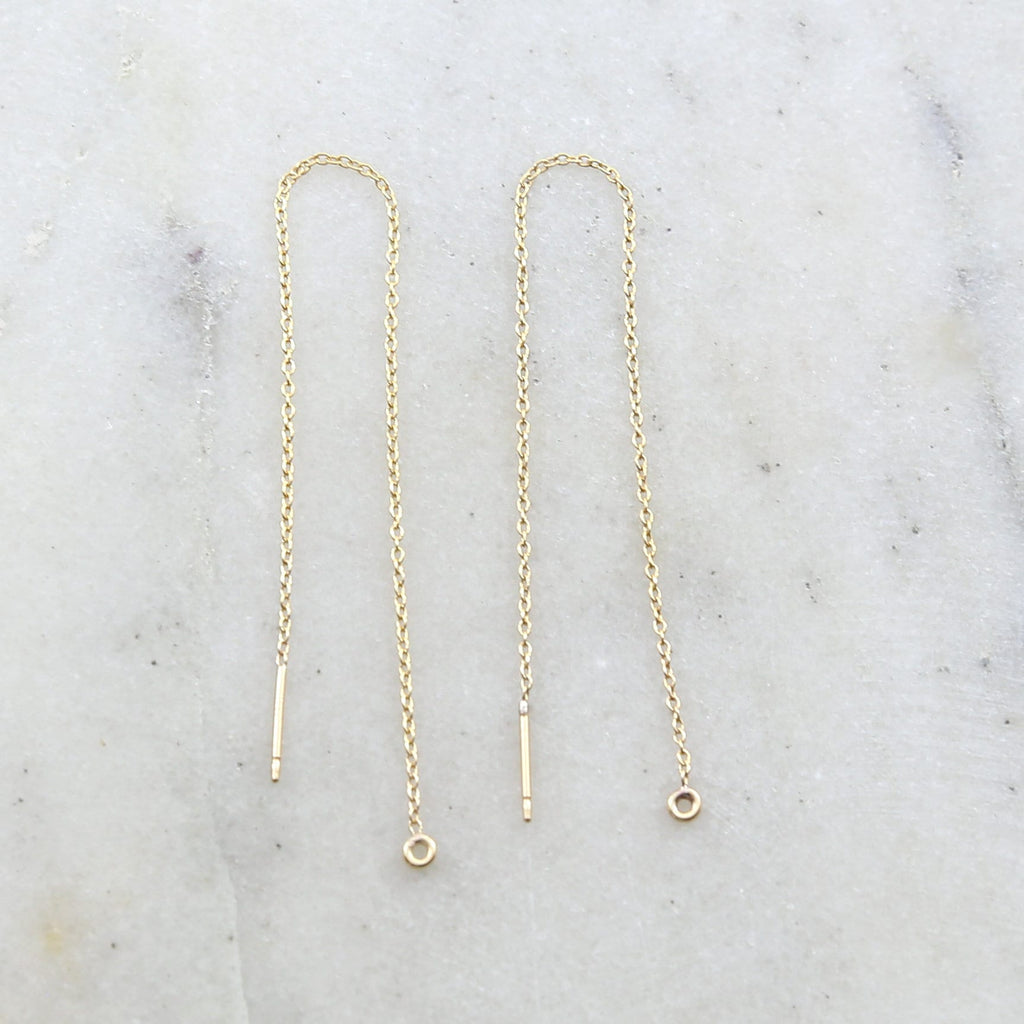 Sterling Silver or Gold Filled Long 4 Inch Chain Threader Dangle (2pc)