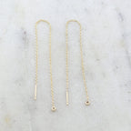 Sterling Silver or Gold Filled Long 4 Inch Chain Threader Dangle (2pc)