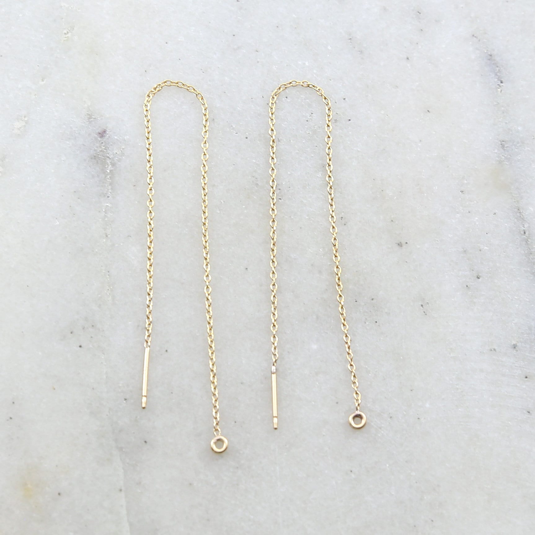 Sterling Silver or Gold Filled Long 4 Inch Chain Threader Dangle (2pc)