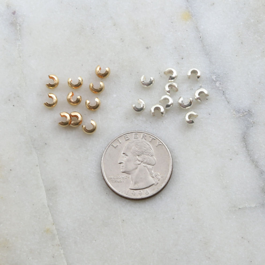 Sterling Silver or 14K Gold Filled Large Crimp Bead Cover 4mm (10pc)