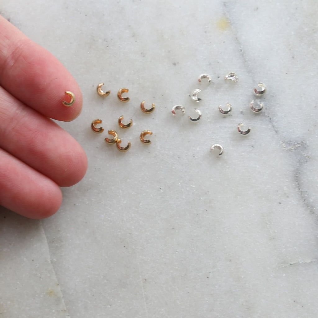 Sterling Silver or 14K Gold Filled Small Crimp Bead Cover 3mm (10pc)