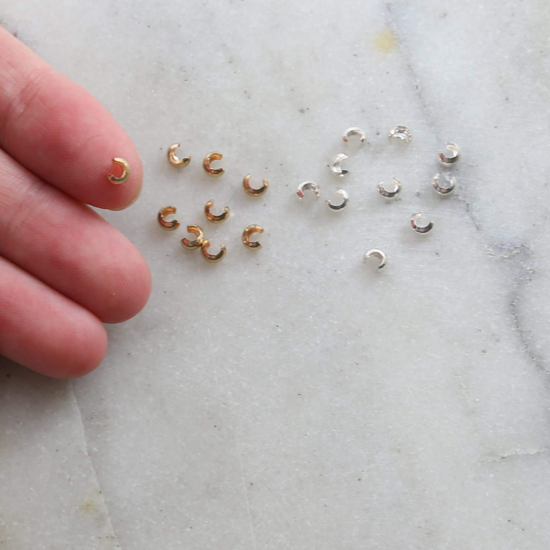 Sterling Silver or 14K Gold Filled Small Crimp Bead Cover 3mm (10pc)
