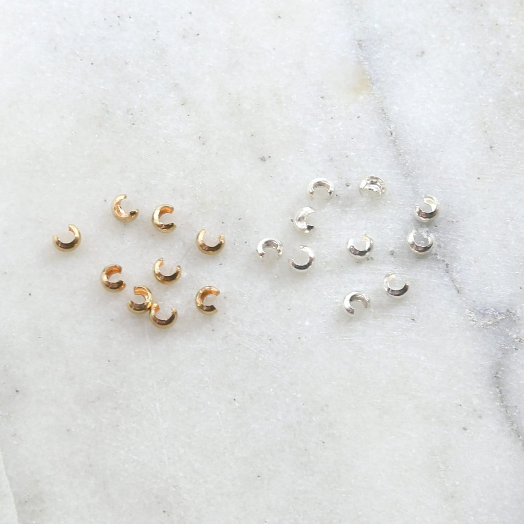 Sterling Silver or 14K Gold Filled Small Crimp Bead Cover 3mm (10pc)