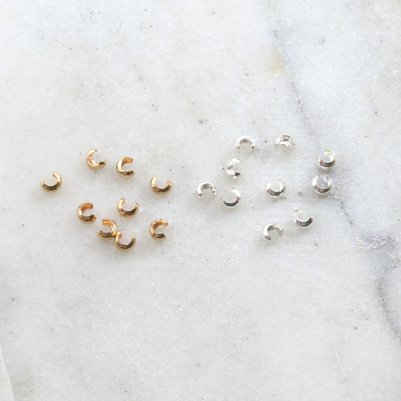 Sterling Silver or 14K Gold Filled Small Crimp Bead Cover 3mm (10pc)